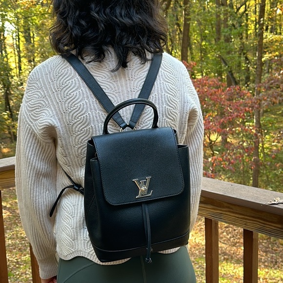 COA Louis Vuitton Calfskin LockMe Backpack Silver Hdw #DU3196 France 2016 - Picture 3 of 17